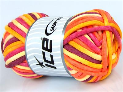 1x250gr. TUBE COTTON JUMBO COLOR Pamuk Pembe, Turuncu, Sarı Yazlık İplikler, Pamuk, Çok Kalın, Batik Desenli
