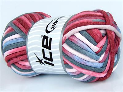 1x250gr. TUBE COTTON JUMBO COLOR Pamuk Kırmızı, Gri, Açık Mavi, Pembe tonları Yazlık İplikler, Pamuk, Çok Kalın, Batik Desenli