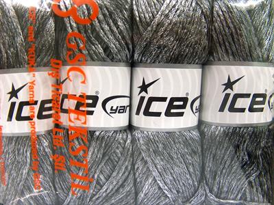 Lot of 4 x 100gr Skeins Ice Yarns UNIVERSE (19% Wool) Yarn Black Silver