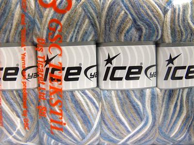 Lot of 4 x 100gr Skeins Ice Yarns UNIVERSE (19% Wool) Yarn Blue Shades Camel Black