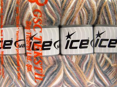 Lot of 4 x 100gr Skeins Ice Yarns UNIVERSE (19% Wool) Yarn Grey Shades Gold Brown White