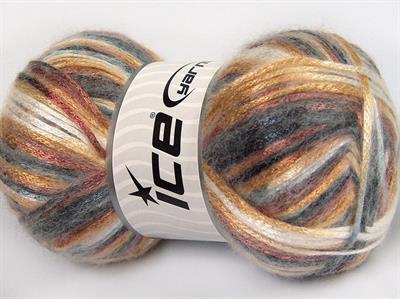 Lot of 4 x 100gr Skeins Ice Yarns UNIVERSE (19% Wool) Yarn Grey Shades Gold Brown White