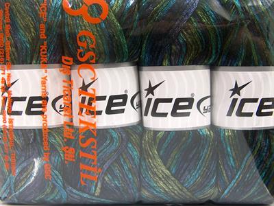 Lot of 4 x 100gr Skeins Ice Yarns UNIVERSE (19% Wool) Yarn Navy Turquoise Green