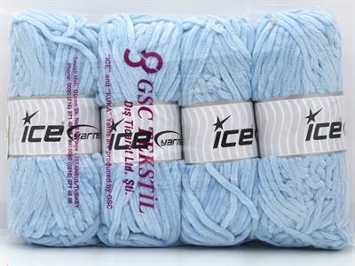 Lot of 4 x 100gr Skeins Ice Yarns VELVET BABY (100% MicroFiber) Yarn Baby Blue
