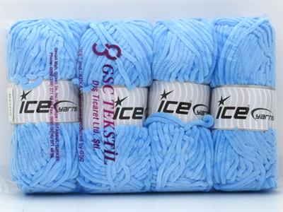Lot of 4 x 100gr Skeins Ice Yarns VELVET BABY (100% MicroFiber) Yarn Blue