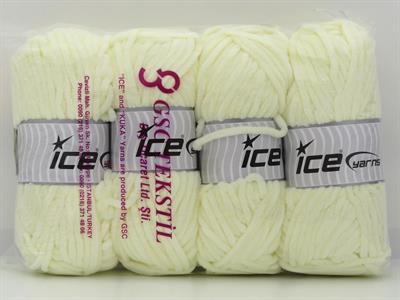 Lot of 4 x 100gr Skeins Ice Yarns VELVET BABY (100% MicroFiber) Yarn Cream