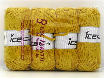 Lot of 4 x 100gr Skeins Ice Yarns VELVET BABY (100% MicroFiber) Yarn Gold