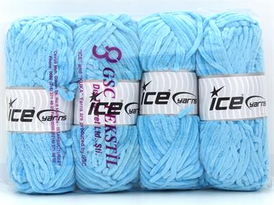 Lot of 4 x 100gr Skeins Ice Yarns VELVET BABY (100% MicroFiber) Yarn Light Turquoise
