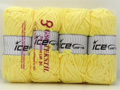 Lot of 4 x 100gr Skeins Ice Yarns VELVET BABY (100% MicroFiber) Yarn Light Yellow