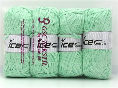 Lot of 4 x 100gr Skeins Ice Yarns VELVET BABY (100% MicroFiber) Yarn Mint Green