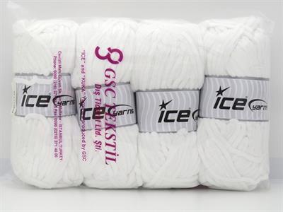 Lot of 4 x 100gr Skeins Ice Yarns VELVET BABY (100% MicroFiber) Yarn White