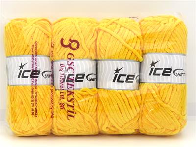 Lot of 4 x 100gr Skeins Ice Yarns VELVET BABY (100% MicroFiber) Yarn Yellow