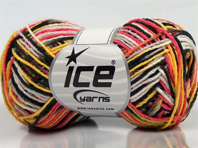 8x50gr. VIENNA Akrilik Siyah, Sarı, Açık Gri, Somon Yazlık İplikler, Düz iplikler, Batik Desenli, 100% Akrilik