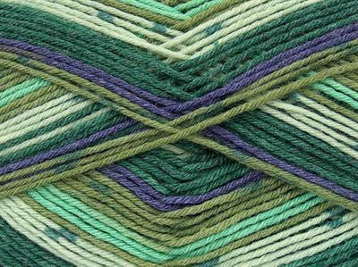 Lot of 2 x 150gr Skeins Ice Yarns VIRGIN WOOL SOCK (75% Virgin Wool) Yarn Green Shades Purple