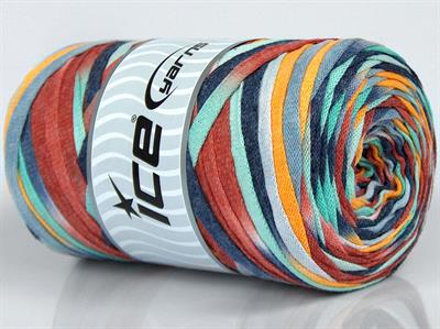 1x250gr. VISCOT RIBBON COLOR Viskon, Pamuk Altın, Bakır, Mavi Tonları, Nane Yeşil Şerit, Yazlık İplikler, Pamuk, Çok Kalın, Batik Desenli