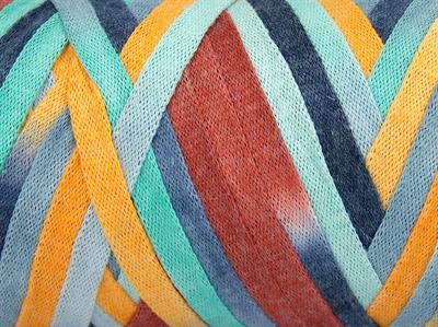 1x250gr. VISCOT RIBBON COLOR Viskon, Pamuk Altın, Bakır, Mavi Tonları, Nane Yeşil Şerit, Yazlık İplikler, Pamuk, Çok Kalın, Batik Desenli