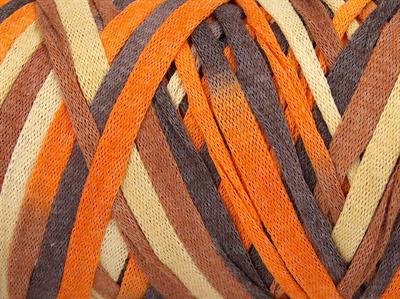 1x250gr. VISCOT RIBBON COLOR Viskon, Pamuk Turuncu, Sarı, Kahverengi Tonları Şerit, Yazlık İplikler, Pamuk, Çok Kalın, Batik Desenli