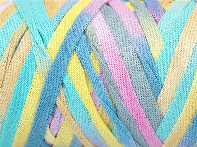 1x250gr. VISCOT RIBBON COLOR Viskon, Pamuk Pembe, Mavi, Sarı, Açık Gri, Nane Yeşil Şerit, Yazlık İplikler, Pamuk, Çok Kalın, Batik Desenli