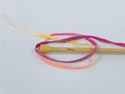 1x250gr. VISCOT RIBBON COLOR Viskon, Pamuk Pembe, Turuncu, Sarı Şerit, Yazlık İplikler, Pamuk, Çok Kalın, Batik Desenli