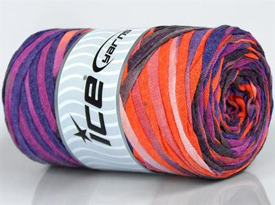 1x250gr. VISCOT RIBBON COLOR Viskon, Pamuk Pembe, Mor, Turuncu, Maron Şerit, Yazlık İplikler, Pamuk, Çok Kalın, Batik Desenli
