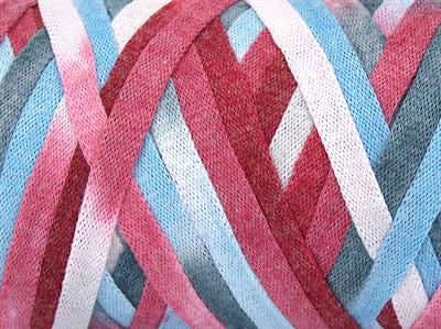 1x250gr. VISCOT RIBBON COLOR Viskon, Pamuk Kırmızı, Gri, Açık Mavi, Pembe tonları Şerit, Yazlık İplikler, Pamuk, Çok Kalın, Batik Desenli