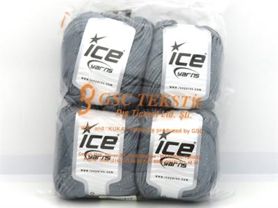 4x100gr. VISCOSE GLITZ Metalik Simli, Viskon Açık Gri Metalik Simli, Viskon, Yazlık İplikler