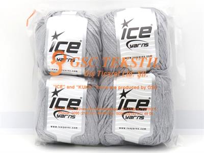 4x100gr. VISCOSE GLITZ Metalik Simli, Viskon Açık Gri Metalik Simli, Viskon, Yazlık İplikler