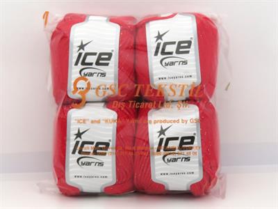 4x100gr. VISCOSE GLITZ Metalik Simli, Viskon Kırmızı Metalik Simli, Viskon, Yazlık İplikler