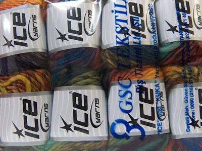 8x50gr. VIVID WOOL Akrilik, Yün Siyah, Mavi, Turuncu, Fuşya, Yeşil Tonları Kışlık, Yün, Batik Desenli, Worsted
