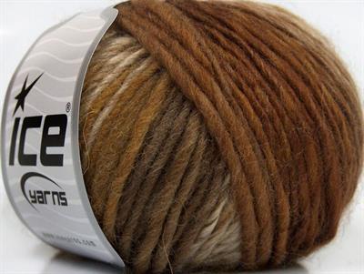 8x50gr. VIVID WOOL Akrilik, Yün Kahverengi Tonları, Deve Tüyü Kışlık, Yün, Batik Desenli, Worsted