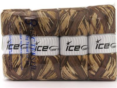 4x100gr. WOOL DESIGN Yün, Akrilik Kahverengi Tonları, Krem Tonları Kışlık, Yün, Batik Desenli, Akrilik