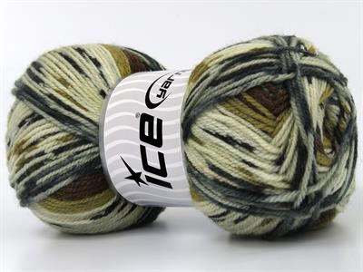 Lot of 4 x 100gr Skeins Ice Yarns WOOL DESIGN (35% Wool) Yarn Cream Teal Brown Shades