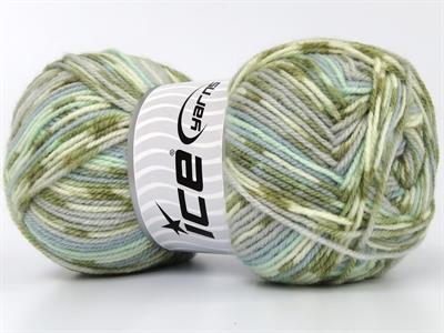 Lot of 4 x 100gr Skeins Ice Yarns WOOL DESIGN (35% Wool) Yarn Cream Green Shades Blue Shades