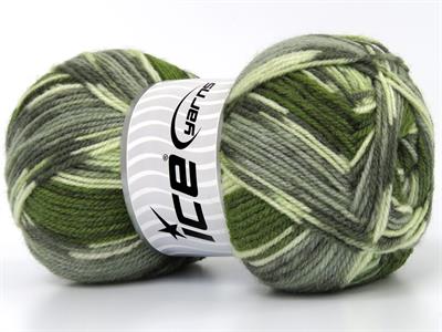 Lot of 4 x 100gr Skeins Ice Yarns WOOL DESIGN (35% Wool) Yarn Green Shades Grey Shades
