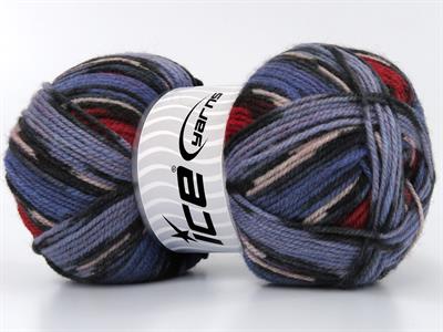 Lot of 4 x 100gr Skeins Ice Yarns WOOL DESIGN (35% Wool) Yarn Lilac Shades Black Red Pink