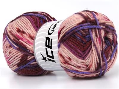Lot of 4 x 100gr Skeins Ice Yarns WOOL DESIGN (35% Wool) Yarn Purple Pink Shades Burgundy Copper