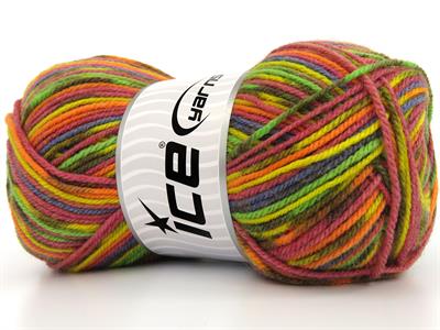 Lot of 4 x 100gr Skeins Ice Yarns WOOL DESIGN (35% Wool) Yarn Rainbow