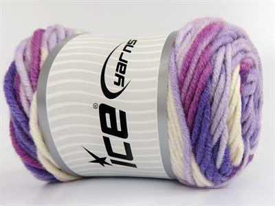 3x100gr. WOOL SUPERBULKY BATIK Yün, Akrilik Beyaz, Mor Tonları Kışlık, Yün, Düz iplikler, Çok Kalın, Batik Desenli, Akrilik