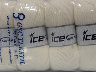 Lot of 4 x 100gr Skeins Ice Yarns WOOL SUPERBULKY (25% Wool) Yarn White