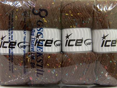 4x100gr. WOOL TWEED SUPERBULKY Viskon, Yün, Akrilik Kahverengi Kışlık, Yün, Noktalı, Çok Kalın