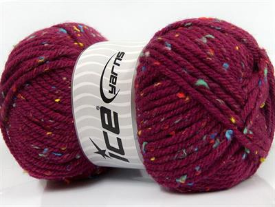 4x100gr. WOOL TWEED SUPERBULKY Viskon, Yün, Akrilik Bordo Kışlık, Yün, Noktalı, Çok Kalın