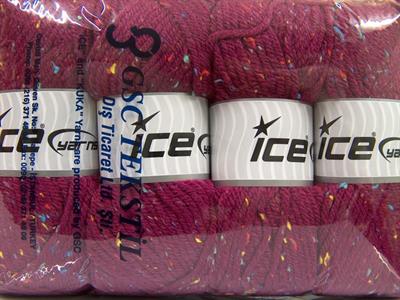 4x100gr. WOOL TWEED SUPERBULKY Viskon, Yün, Akrilik Bordo Kışlık, Yün, Noktalı, Çok Kalın