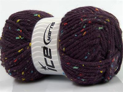 4x100gr. WOOL TWEED SUPERBULKY Viskon, Yün, Akrilik Mor Kışlık, Yün, Noktalı, Çok Kalın
