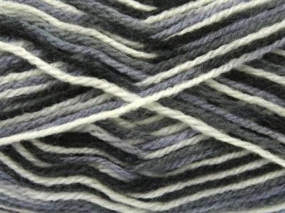 Lot of 4 x 100gr Skeins Ice Yarns WOOL VARICOLOR LIGHT (25% Wool) Yarn Grey Shades White Black