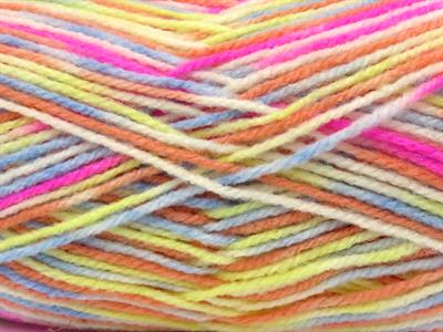 4x100gr. WOOL VARICOLOR LIGHT Yün, Akrilik Mavi, Beyaz, Sarı, Fuşya Kışlık, Yün, Batik Desenli, Akrilik