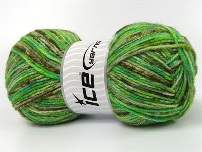 4x100gr. WOOL VARICOLOR LIGHT Yün, Akrilik Kahverengi Tonları, Yeşil Tonları Kışlık, Yün, Batik Desenli, Akrilik