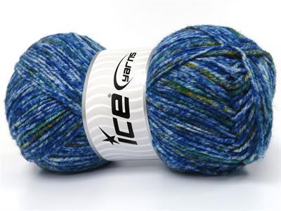 4x100gr. WOOL VARICOLOR LIGHT Yün, Akrilik Yeşil Tonları, Mavi Tonları Kışlık, Yün, Batik Desenli, Akrilik