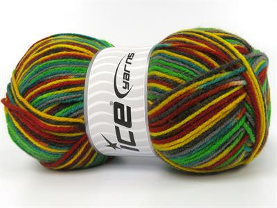 4x100gr. WOOL VARICOLOR LIGHT Yün, Akrilik Yeşil Tonları, Bakır, Gri Tonları Kışlık, Yün, Batik Desenli, Akrilik