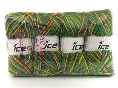 4x100gr. WOOL VARICOLOR LIGHT Yün, Akrilik Yeşil Tonları, Bakır, Gri Tonları Kışlık, Yün, Batik Desenli, Akrilik