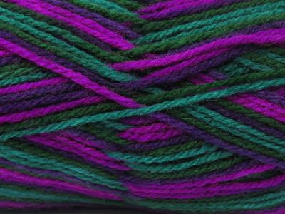 4x100gr. WOOL VARICOLOR LIGHT Yün, Akrilik Yeşil Tonları, Mor Tonları Kışlık, Yün, Batik Desenli, Akrilik